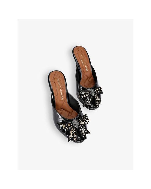 Kurt Geiger Black Belgravia Heeled Leather Mules