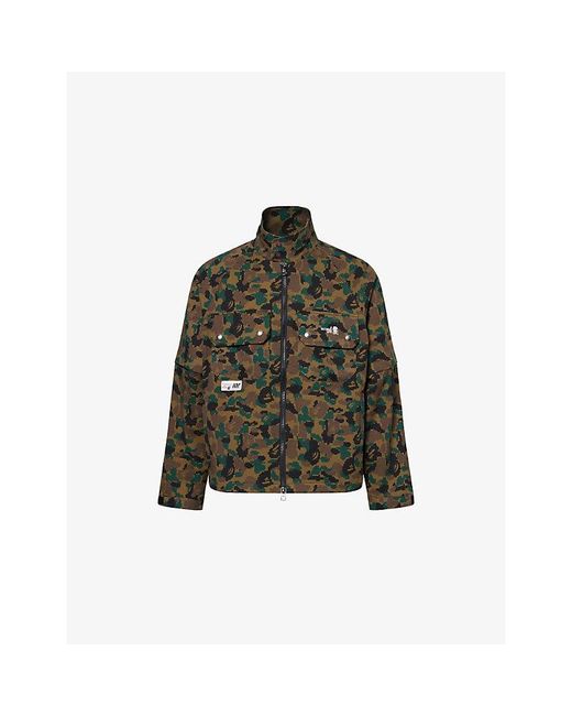 A Bathing Ape Green Bape X Kazuki Camouflage-Print Woven Jacket for men