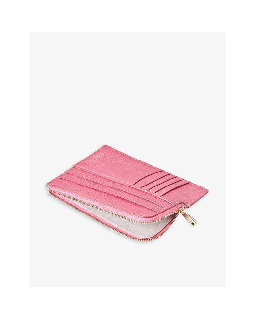 Aspinal Pink Logo-embossed Leather Travel Wallet