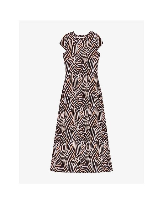 Ro&zo Brown Zebra-Print Cap-Sleeve Jersey Maxi Dress