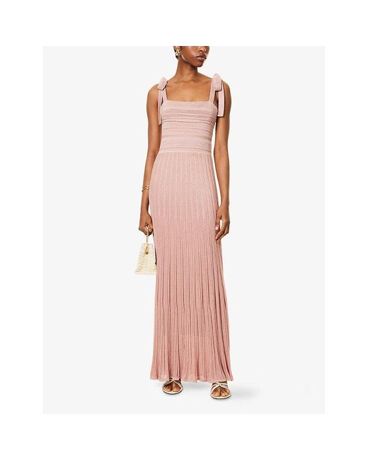 Zimmermann Pink Lucky Metallic Knitted Maxi Dress