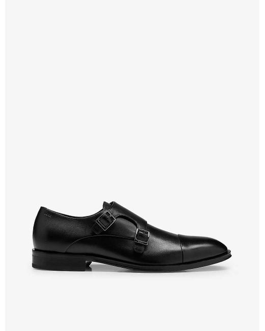 BOSS by HUGO BOSS Double-strap Leather Monk Shoes in Black for Men | Lyst