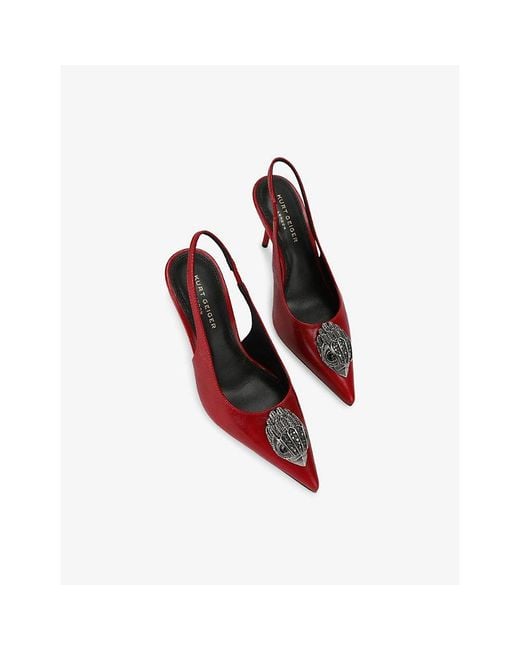 Kurt Geiger Red Belsize Eagle Leather Slingback Pumps