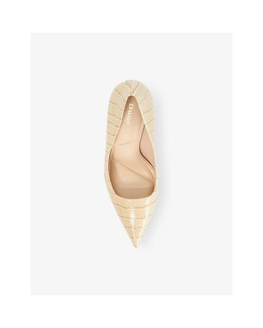 Dune Natural Assured Leather Heeled Courts