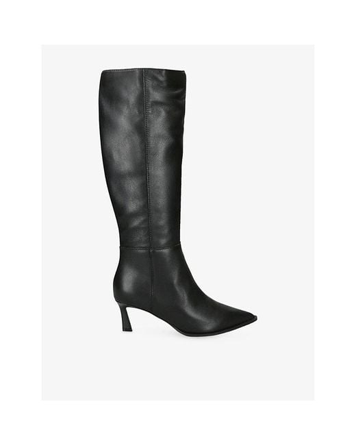 Steve Madden Black Lucid Heeled Faux-Leather Knee-High Boots
