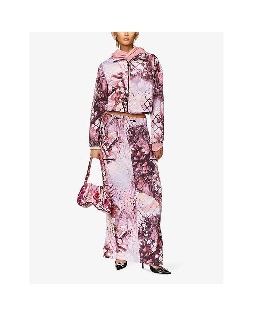 DIESEL Pink G-windor Graphic-print High-neck Woven Jacket