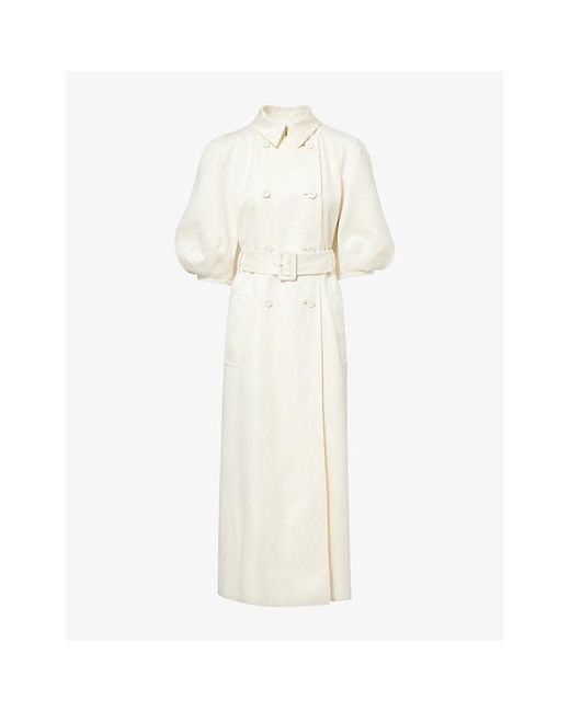 Gabriela Hearst White Iona Double-breasted Linen Maxi Dress