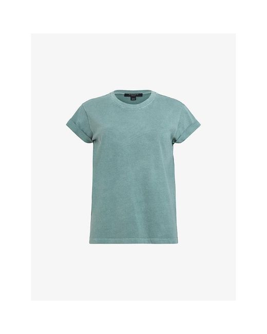 AllSaints Blue Anna Round-neck Short-sleeve Organic-cotton T-shirt