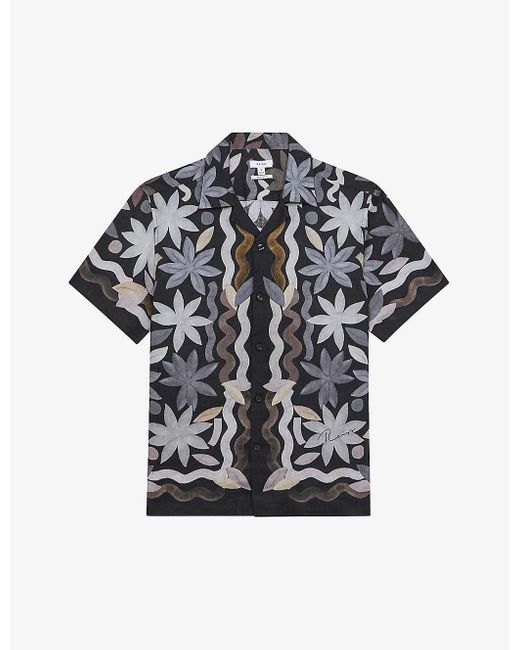 Reiss Multicolor Delphi Floral-print Slim-fit Linen Shirt for men