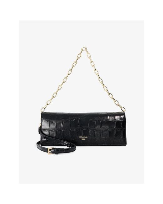 Dune Black Bemuse Mock-Croc Leather Shoulder Bag