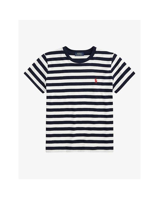 Polo Ralph Lauren Blue Stripe-Print Cotton-Jersey T-Shirt