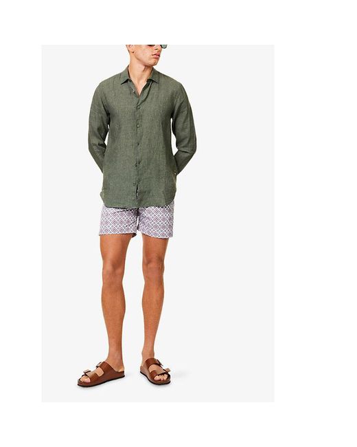 Orlebar Brown Green Giles Regular-Fit Linen Shirt for men