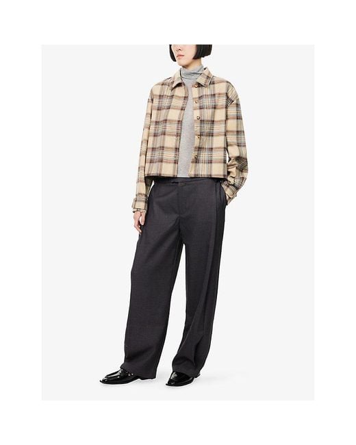 The Couture Club Blue Side-Pleat Wide-Leg Stretch-Woven Trousers