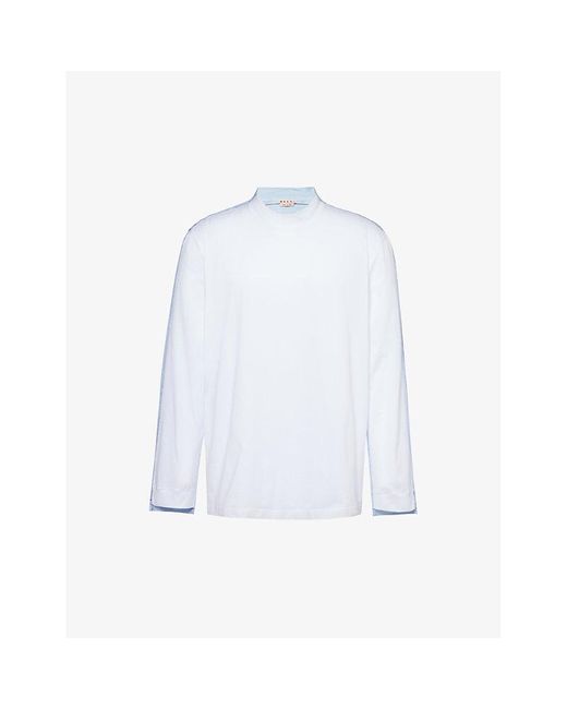 Marni White Contrast-stripe Relaxed-fit Cotton-jersey T-shirt for men