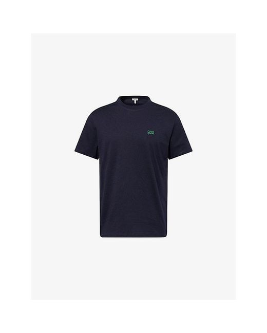 Loewe Blue Anagram-Embroidered Cotton T-Shirt for men