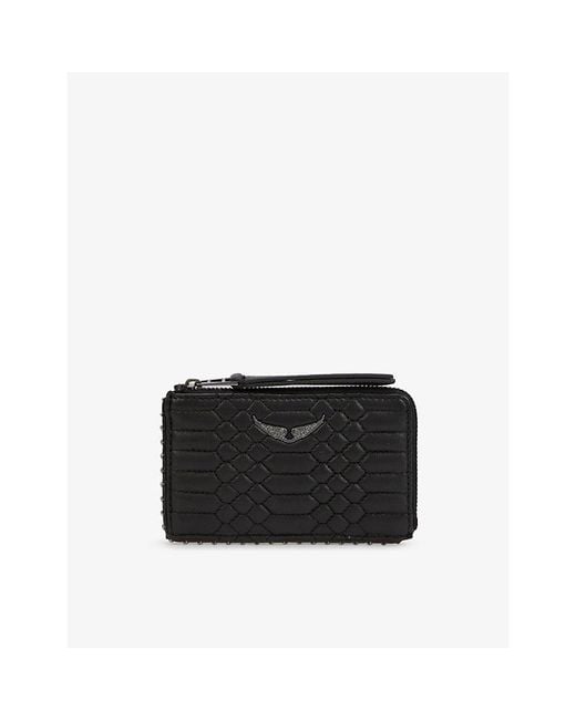 Zadig & Voltaire Black Logo-Plaque Leather Cardholder
