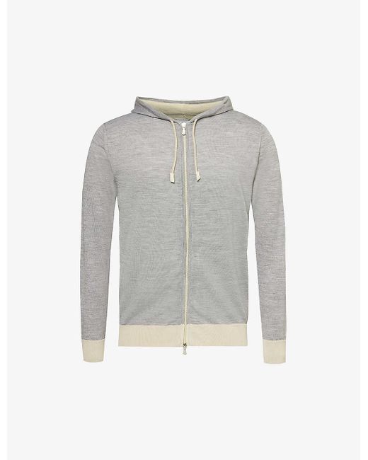 Eleventy Gray Relaxed-fit Contrast-trim Wool And Silk-blend Knit Hoody Xx for men