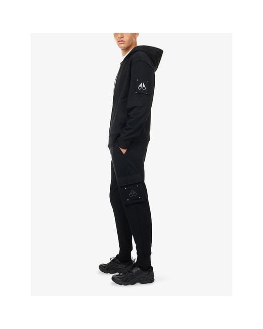 Moose Knuckles Blue Hartsfield Tapered-Leg Cotton-Jersey Jogging Bottoms for men