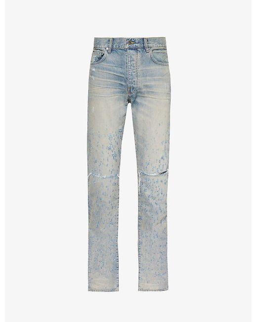 Amiri Blue Shotgun Distressed Straight-leg Denim Jeans for men