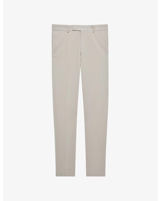 Reiss Spark Slim-fit Stretch-cotton Trousers in White for Men