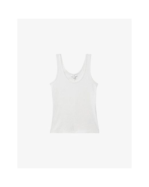 Reiss White Ribbed Stretch-Cotton Vest