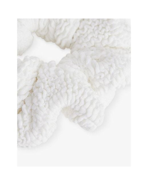 Hunza G White Ruched Stretch-Woven Scrunchie
