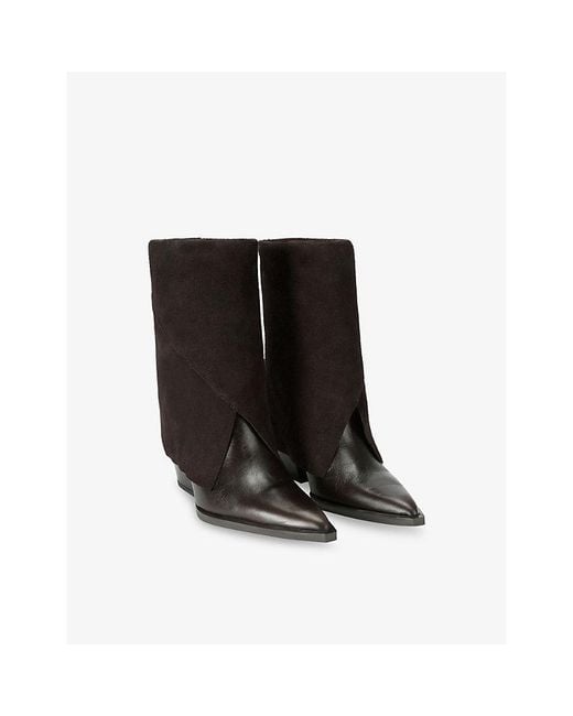 Steve Madden Black Mccoy Leather And Suede Knee-High Boots
