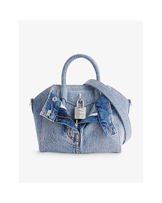 Givenchy Blue Antigona Lock Mini Boyfriend Denim Top-handle Bag