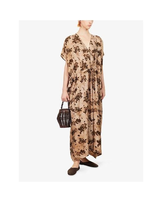 Uma Wang Metallic Acre V-Neck Woven Midi Dress