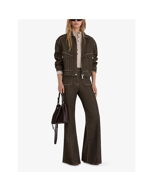 Reiss Gray Sakura Flared Denim Jeans