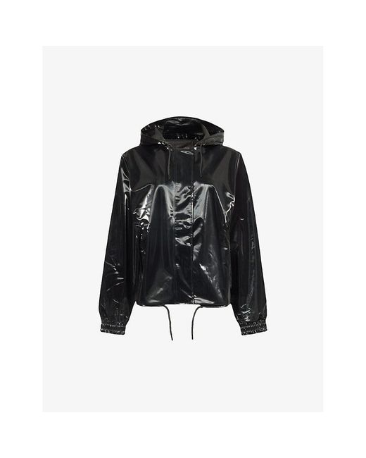 Rains Black Drawstring-hood Coat Shell Jacket