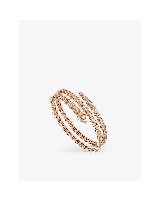 BVLGARI White Serpenti Viper 18Ct Rose- And 5.42Ct Brilliant-Cut Diamond Bracelet