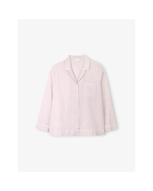 The White Company Pink Striped Relaxed-Fit Cotton Pyjama Shirt