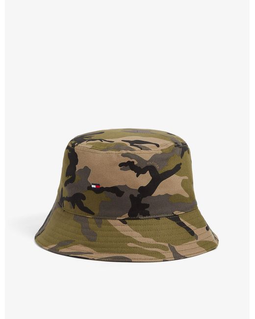 Tommy Hilfiger Flag-logo Camouflage-print Cotton Bucket Hat in Green ...