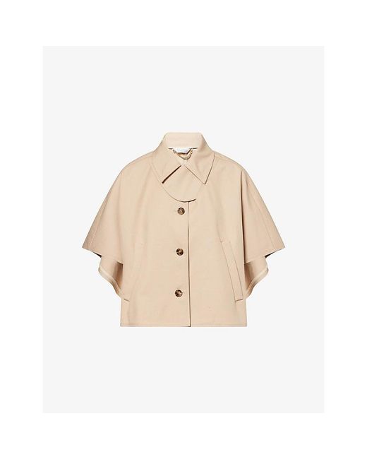 Max Mara Natural Collared Gabardine Cotton Cape