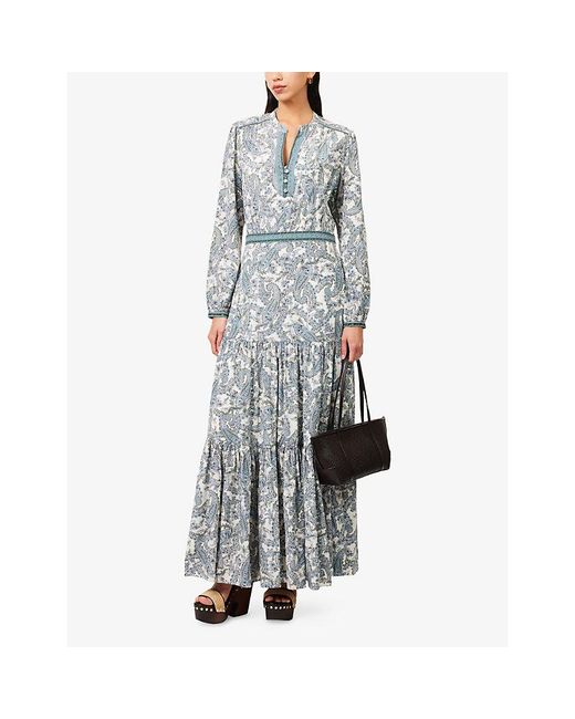 Veronica Beard Gray Sama Paisley-Print Silk-Blend Maxi Dress