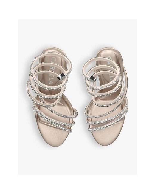 Carvela Kurt Geiger White Spiral 105 Crystal-embellished Woven Heeled Sandals