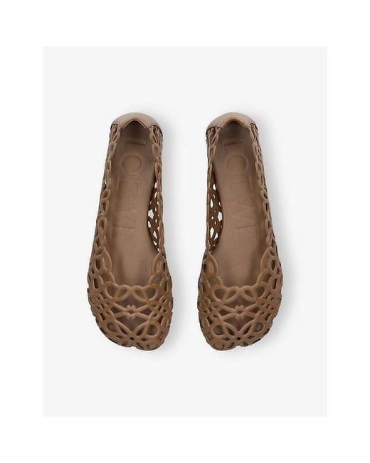 Loewe Brown Petal Anagram Leather Ballet Flats
