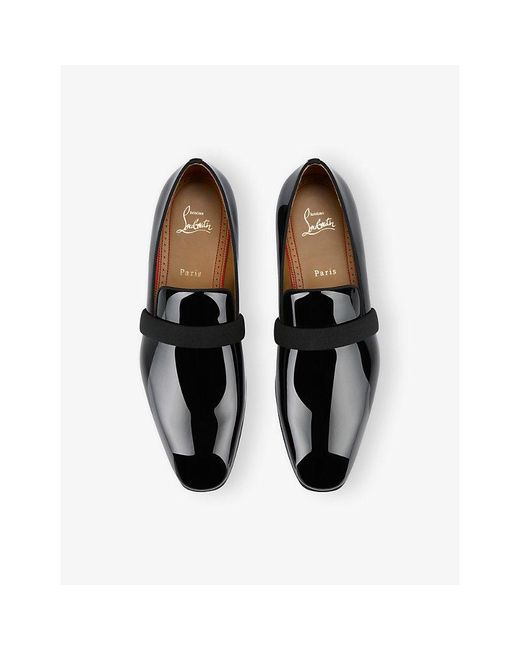 Christian Louboutin Black Dandydeco Flat Patent Leather Loafers for men