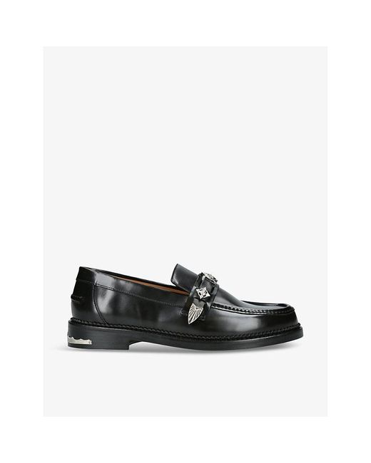 Toga Virilis Black Hardware-embellished Leather Loafers for men