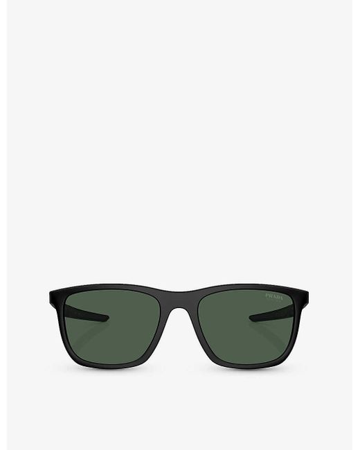 Prada Linea Rossa Green Ps 10ws Pillow-frame Nylon Sunglasses