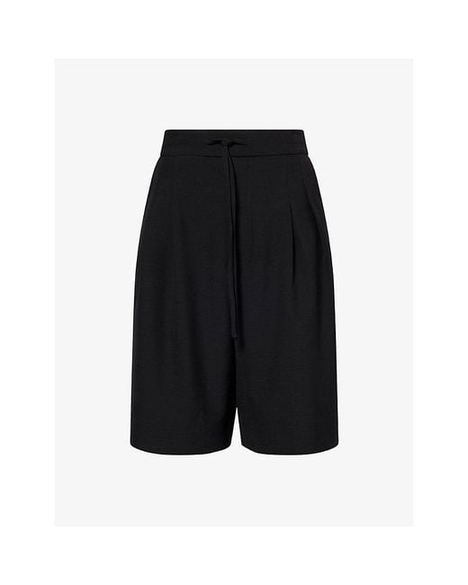 Fear Of God Black Pleated Wide-Leg Wool Shorts for men