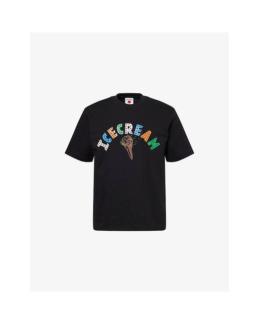 ICECREAM Black Cone Graphic-Print Cotton T-Shirt for men