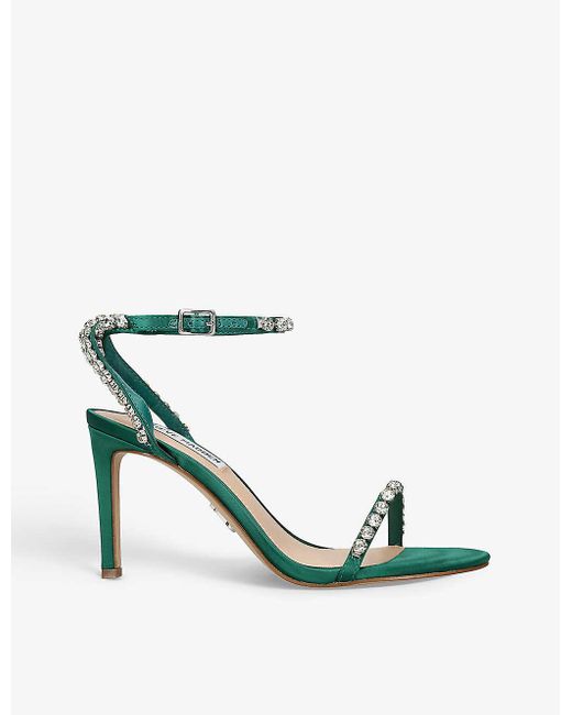 Steve Madden Green Jazzy Diamante-embellished Satin Heeled Sandals