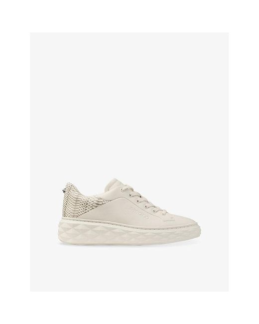 Jimmy Choo White Diamond Maxi F Ii Leather Low-Top Trainers