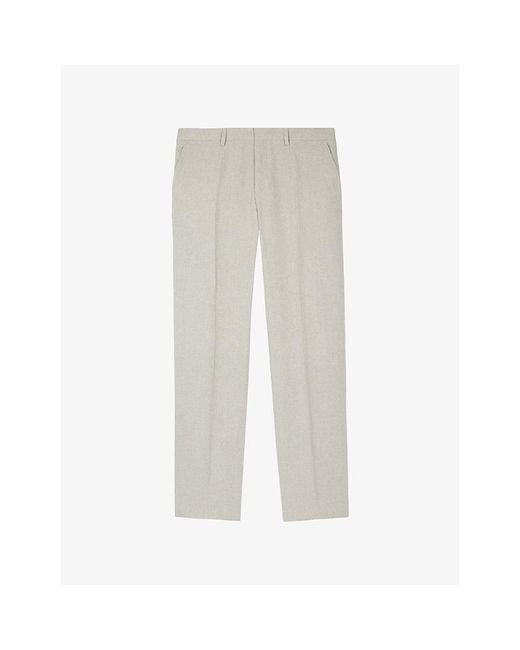 The Kooples White Straight-Leg Mid-Rise Linen Trousers for men