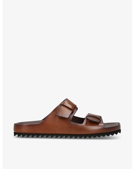 Officine Creative Brown Agora Two-strap Leather Sandals for men