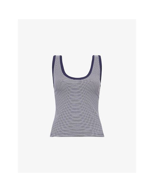 GOOD AMERICAN Gray Ringer Pinstripe Stretch-Cotton Tank Top