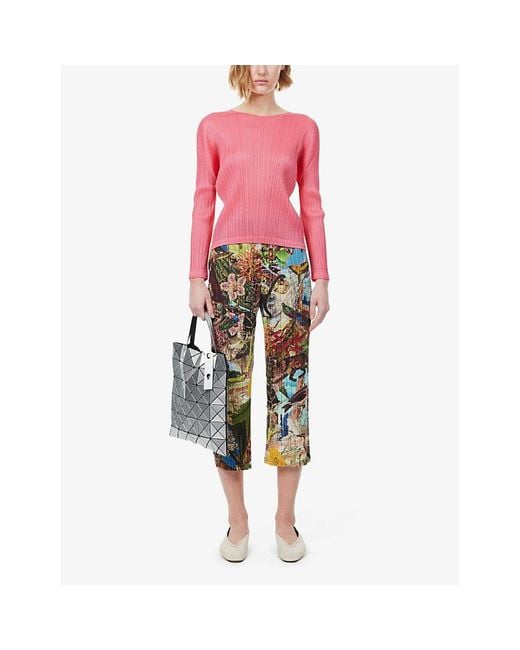 Pleats Please Issey Miyake Pink February Pleated Knitted Top