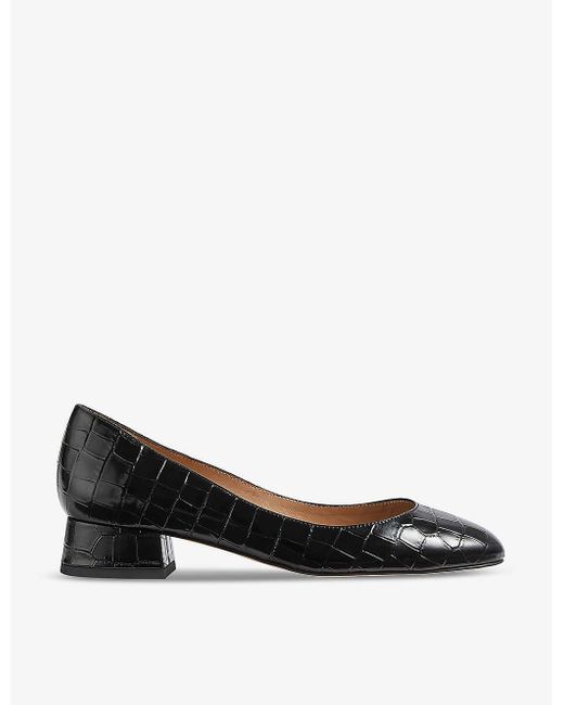 L.K.Bennett Black Blaine Croc-effect Leather Court Shoes